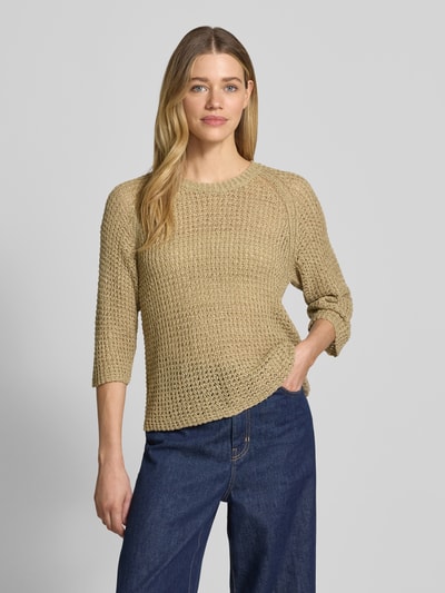 FREE/QUENT Strickshirt mit Rundhalsausschnitt und 3/4-Arm Beige 4