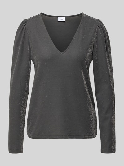Vila Longsleeve mit V-Ausschnitt Modell 'ELEINAS' Pflaume 2
