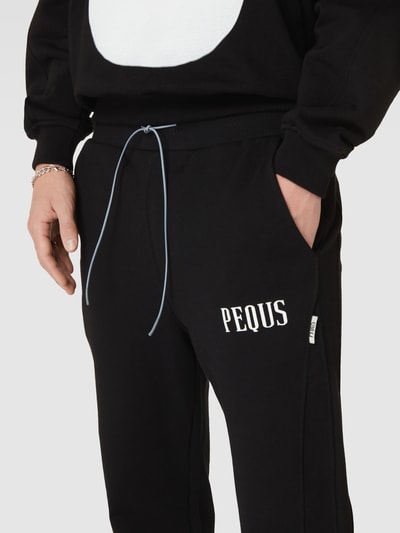 PEQUS Relaxed fit sweatpants met logoprint, model 'Straight Leg Logo' Zwart - 3