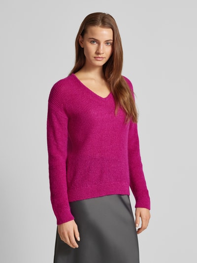 MAERZ Muenchen Wollen pullover met V-hals Fuchsia - 4