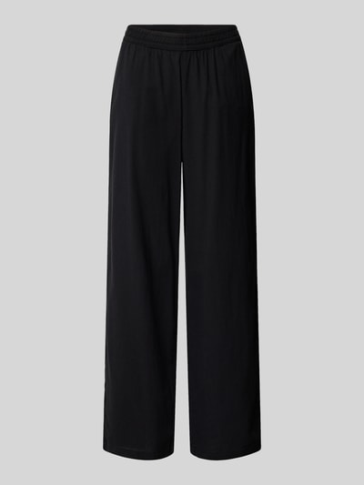 Produktfoto, schwarze Wide Fit Stoffhose mit elastischem Bund, Eingrifftaschen, Modell 'Poppy' von JJXX, glatte Textur