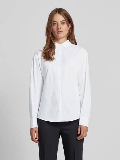 HUGO Regular fit blouse met platte kraag, model 'The Girlfriend Shirt' Wit - 4