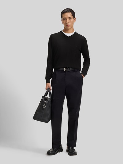 BOSS Regular Fit Strickpullover aus reiner Schurwolle Modell 'BARAM-L' Black 1