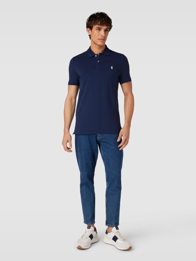 Polo Ralph Lauren Tailored Fit Poloshirt mit Label-Stitching Marine 1