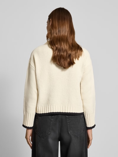 VERO MODA Regular fit gebreide pullover met contrastzoom, model 'SHADOW' Zand gemêleerd - 5