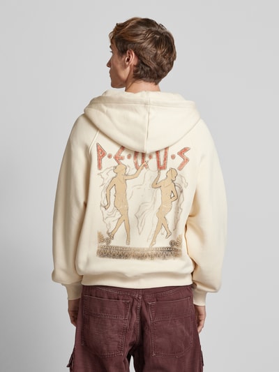 PEQUS Sweatjack met labelprint, model 'Ancient Love Story' Zand - 5