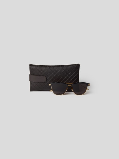 Bottega Veneta Unisex Sonnenbrille im Piloten-Stil Schwarz 5