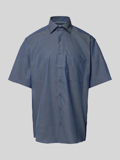 Eterna Comfort fit zakelijk overhemd met all-over motief Marineblauw - 2