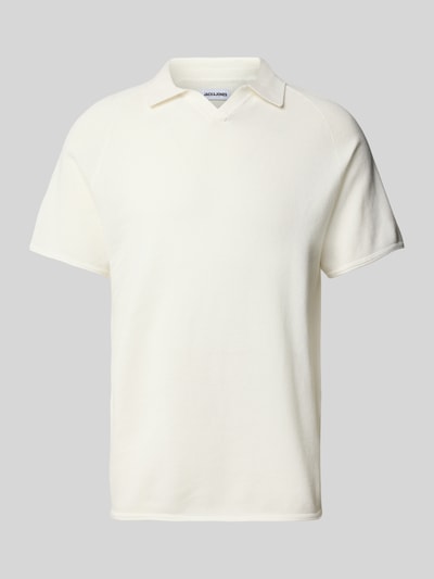 Jack & Jones Slim Fit Poloshirt mit Strukturmuster Modell 'HILL KNIT' Weiss 2