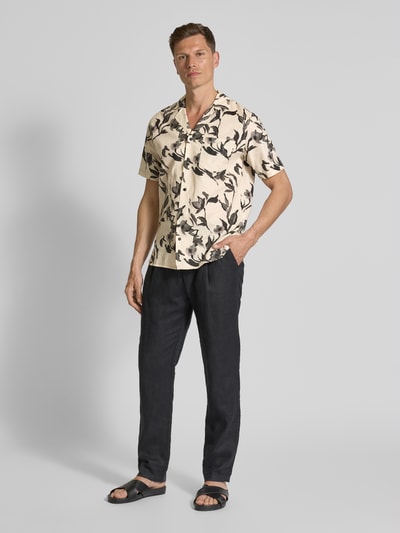 GABBA Loose Fit Freizeithemd aus Leinen-Baumwoll-Mix Modell 'Sven' Black 1