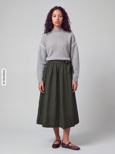 Weekend Max Mara Maxi-Rock mit seitlichen Eingrifftaschen Modell 'WKDBRIOSE' Khaki 1