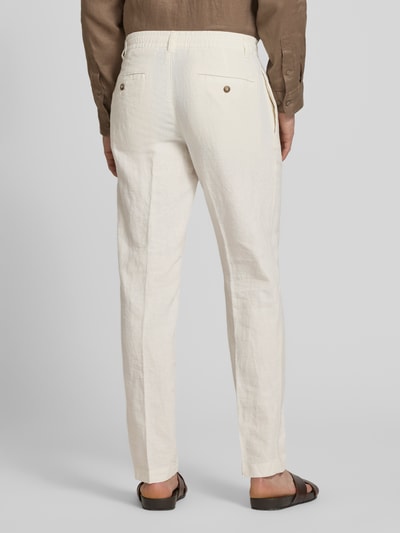 Selected Homme Straight Leg Leinenhose mit Tunnelzug Modell 'LEROY' Offwhite 5