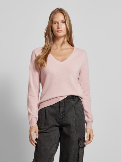 S.Marlon Kaschmirpullover mit abgerundetem V-Ausschnitt Rose 4