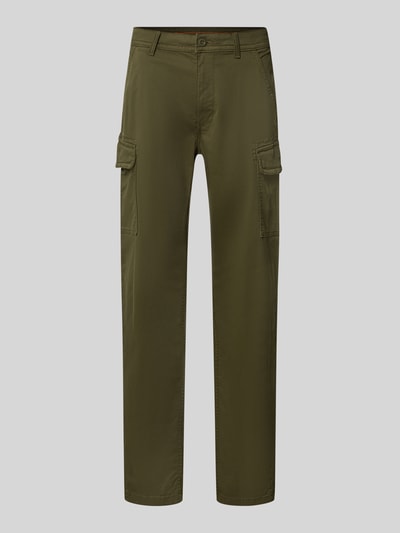 Productfoto, groene cargobroek van puur katoen, straight fit, knoop- en ritssluiting, zijzakken, cargozakken en achterzakken, Straight Fit Cargohose aus reiner Baumwolle Modell 'YASUNI' van Napapijri, Bandwijdte maat 32: 43 cm, Binnenbeenlengte maat 32: 80 cm