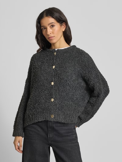 VILLA SOPHIE Loose fit gebreid jack met wol Antraciet - 4