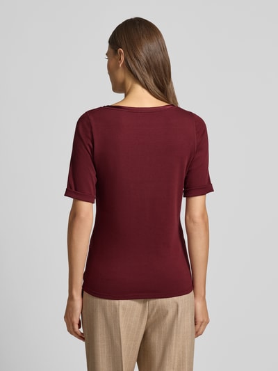 Marc Cain Regular fit T-shirt van katoenmix met 1/2-mouwen Bordeaux - 5