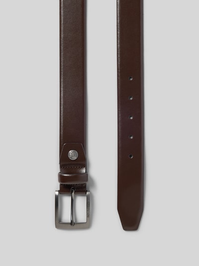 Produktfoto, Ledergürtel aus echtem Leder von ROY ROBSON, klassiek model, rechthoekige doornsluiting van metaal, label in reliëf, breedte maat 95: 3 cm, heren, donkerbruin, glad leer