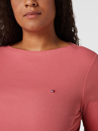 Tommy Hilfiger Curve PLUS SIZE Longsleeve in Ripp-Optik Pink 3