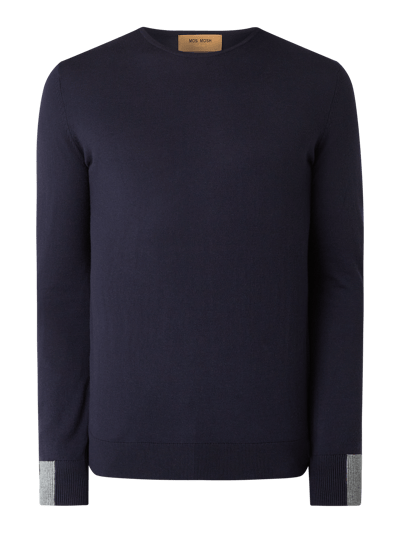 MOS MOSH Pullover van een mix van katoen en wol, model 'Adam' Marineblauw - 2