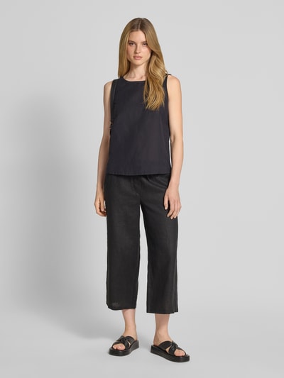 Christian Berg Woman Leinentop mit Rundhalsausschnitt Black 1