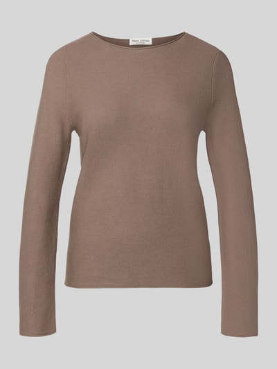 Produktfoto, Regular Fit Gebreide pullover uit puur katoen van Marc O'Polo, look effen, met labelstitching applicatie, ronde hals, lange mouw, rompzoom met rolzoom, knitwear, dames