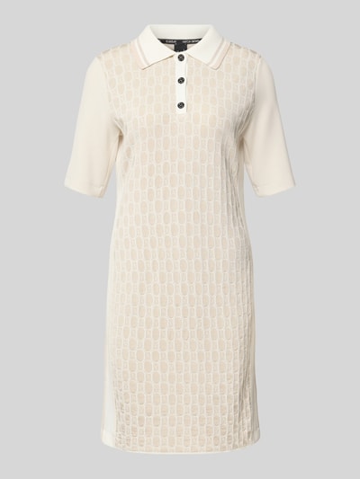 Produktfoto, Polokleid im Allover-Look mit Knopfleiste von Marc Cain aus Viskose-Bio-Baumwoll-Mix, Gerader-Schnitt, Minikleid, cremefarben