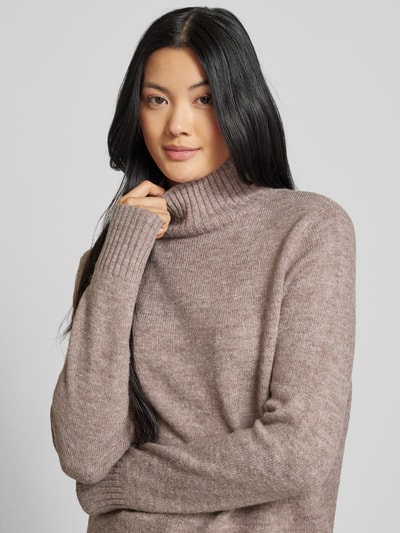 Christian Berg Woman Strickpullover mit gerippten Abschlüssen Taupe Melange 3