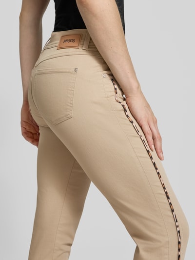 Angels Spodnie o kroju slim fit z wypustkami w kontrastowym kolorze model ‘Ornella’ Piaskowy 3