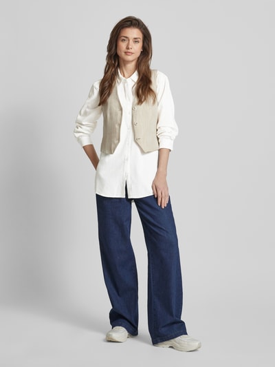 Vero Moda Blouse van een mix van viscose en linnen in effen design Wit - 1