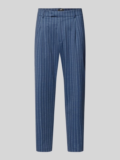 Produktfoto, Slim Fit Anzughose mit Viskose-Anteil Modell 'Silvio' von CINQUE, niebieska, prążki, krój slim fit, szerokość w rozmiarze 50: 48 cm, długość nogawki 71 cm, materiał elastyczny, kieszenie tylne, zapięcie na hak i zamek.