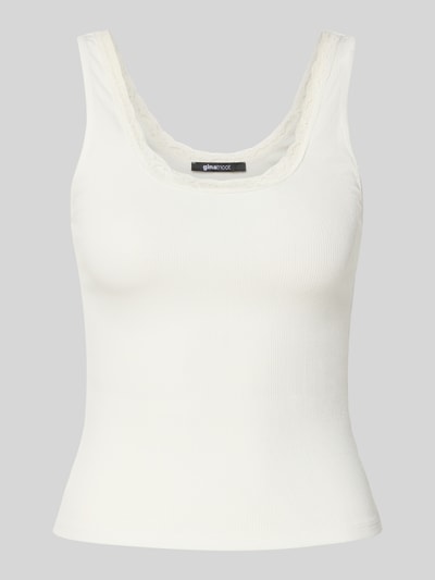 Gina Tricot Top met bandjes in riblook met kant Ecru - 2