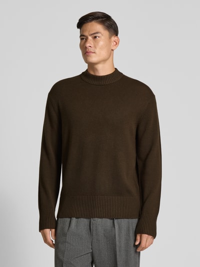 SELECTED HOMME Relaxed fit gebreide pullover van een mix van wol en kasjmier, model 'Calle' Donkerbruin - 4