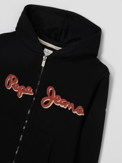 Pepe Jeans Sweatjacke mit Logo-Flockprint Modell 'Lamonty'  Black 2