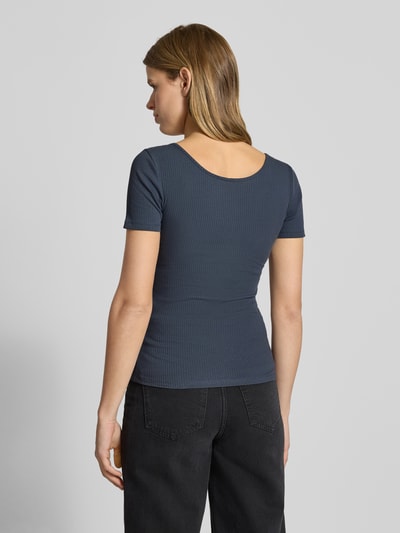 PIECES T-Shirt mit kurzer Druckknopfleiste Modell 'KITTE' Dunkelblau 5