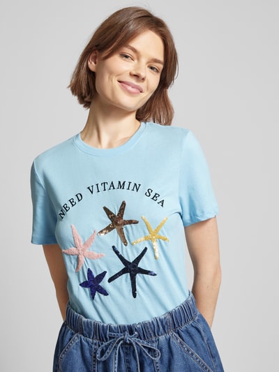 Only T-Shirt mit Paillettenbesatz Modell 'KITA' Hellblau 3