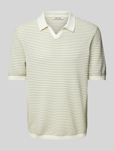 Only & Sons Poloshirt met ribboorden, model 'KIAN' Offwhite gemêleerd - 2