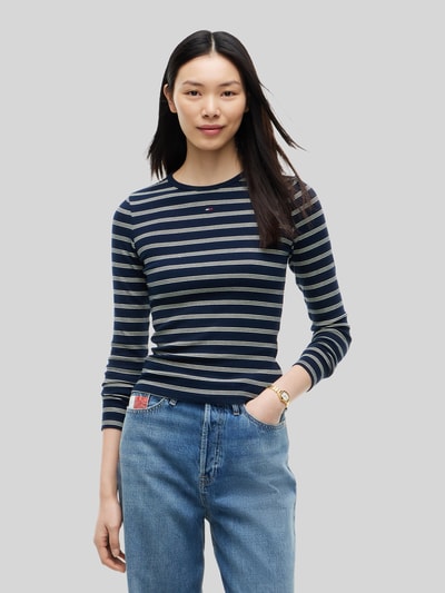 Tommy Jeans Slim Fit Langarmshirt aus Baumwoll-Mix Marine 4