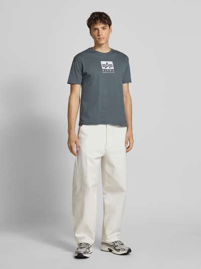 Alpha Industries T-Shirt mit Label-Print und Rundhalsausschnitt Hellblau 1