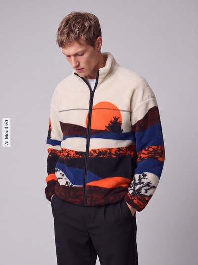 ONLY & SONS Teddyjacke mit Landschafts-Motivprint Offwhite 4