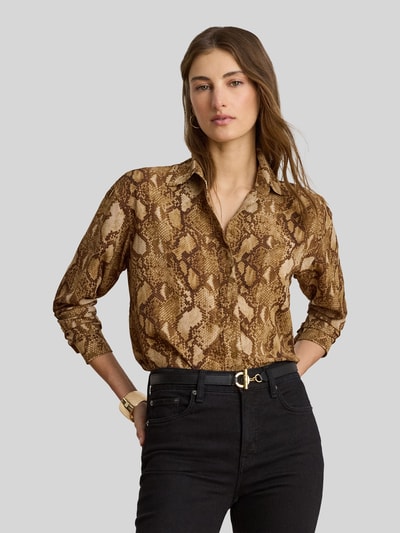 Lauren Ralph Lauren Bluzka z długim rękawem o kroju regular fit z szyfonu Camel 4