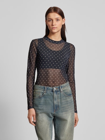 Tom Tailor Denim Mesh longsleeve met print Zwart - 4