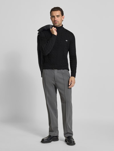 Gant Gebreide pullover met ribboorden Zwart - 1