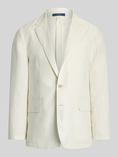 Produktfoto, Regular Fit Anzugsakko aus reinem Leinen von Polo Ralph Lauren, efekt: jednolity kolor, materiał: len, wykończenie materiału: cieniowana przędza, kieszenie z patką, brustasza, wyhaftowane logo, kołnierz z połami, listwa z 2 guzikami, zapięcie na 2 guziki, długi rękaw, nachodzące na siebie guziki, wykończenie: stałe boczne rozcięcia