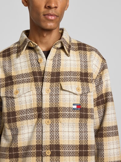 Tommy Jeans oversized fit hemdjack met all-over motief Beige - 3