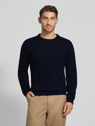 Casual Friday Sweter z dzianiny z mieszanki wełny model ‘KARL’ Granatowy 4