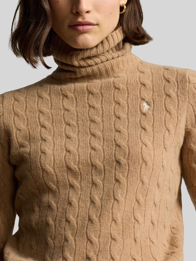 Polo Ralph Lauren Sweter z golfem o kroju regular fit z mieszanki wełny i kaszmiru Camel melanż 3