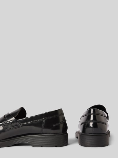 Produktfoto, Loafers aus Leder Modell 'DAX' von JACK & JONES für Herren, Schwarz, Abgerundete-Spitze, Schlupfform, Absatzhöhe 3 cm, Schafthöhe 8 cm, Schaftweite 12 cm, glänzende glatte Textur