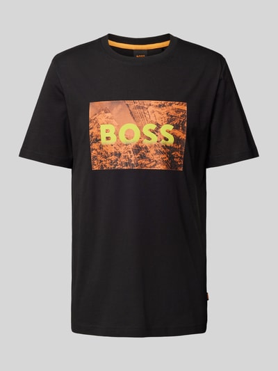 BOSS Orange T-shirt z nadrukowanym motywem Czarny 2