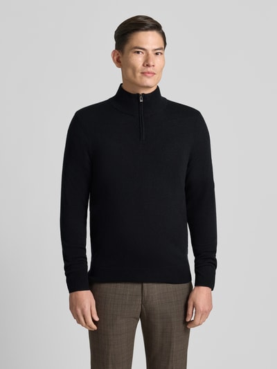 BOSS Regular fit gebreide pullover van een mix van scheerwol en kasjmier, model 'HEMARLO' Zwart - 4