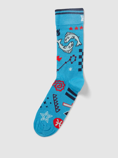 Happy Socks Sokken met all-over motief, model 'Pisces' Blauw - 1